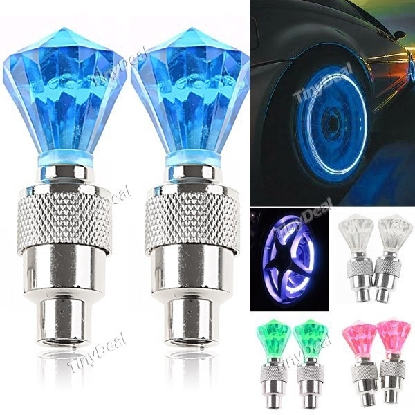 2pcs Colorful LED Tyre Tire Valve Caps Neon Light Bike Car motorcycle ...