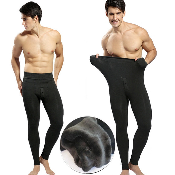 Mens Thermals Long Johns Fleece Lined Thick Leggings Warm Layer Winter ...