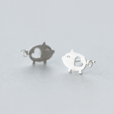 Fashion Sterling Silver Jewelry Real Pure 925 Sterling Silver Piggy  For Women Brincos FreeShip