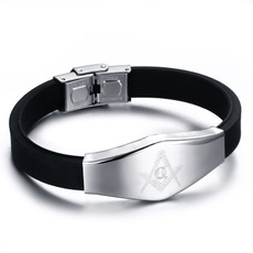 black bracelet, Steel, masonicjewelery, Jewelry