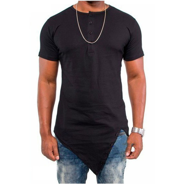 Summer Men Fashion Hip Hop T Shirt Irregular Design Swag Cotton O