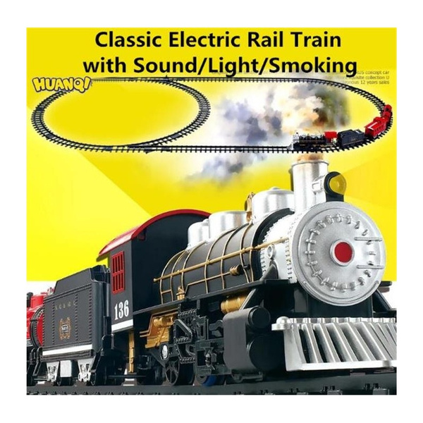 classic train set with smoke
