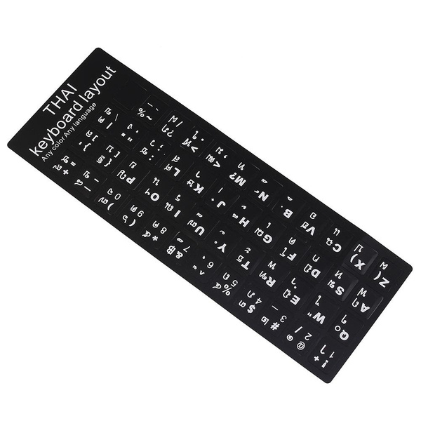 White Letters THAI  Keyboard Sticker Decal Black for Laptop  PC Fast Po MMZ 