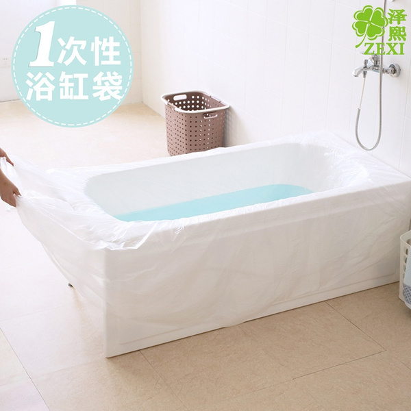 Swimming Plastic Bag Tub Cover, Disposable Plastic Bathtub Liners