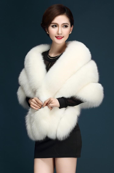 Fashion Sexy Ivory/white Faux Fur Party Wrap Lady Shrug Coat Bolero ...