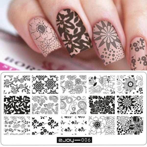NICOLE DIARY Leaves Flower Butterfly Nail Art Stamping Plates Geometry  French Nail Template Image Printing Stencil Manicure Tool - AliExpress