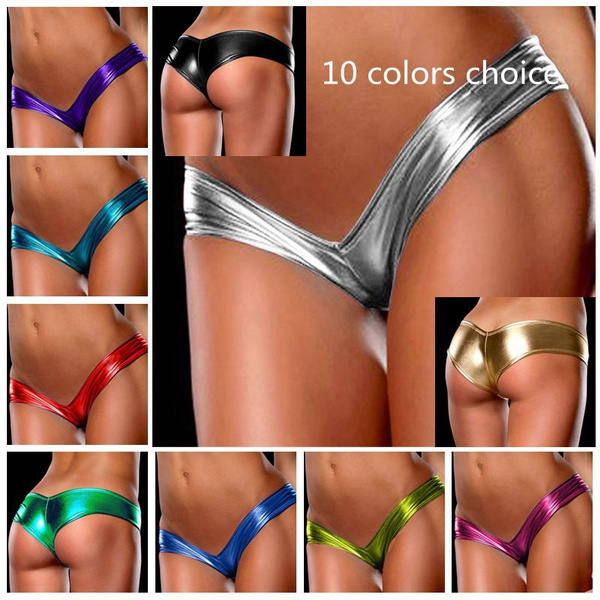 Sexy Lingerie Womens PVC Faux Leather Micro Shorts Hot Pants Knickers Thong  Underwear Clubwear Pole Dance Party Bikini