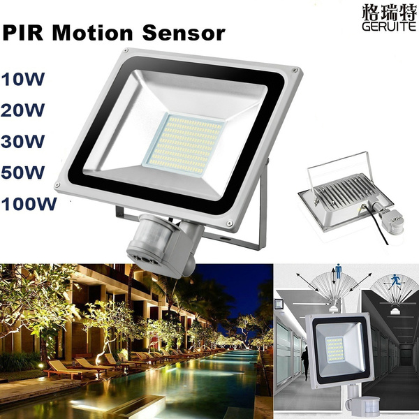 10w 20w 30w 50w 100w Pir Motion Sensor, Pir Led Floodlight With Motion Sensor Outdoor 30w