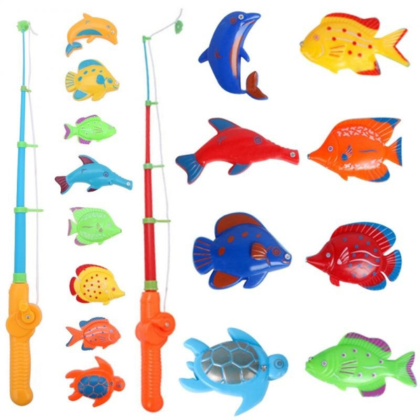 12pcs Fishing Toy Set With 10 Random Fish, 2 Easy-to-use Fishing Rod For  Indoor & Outdoor Parties, Magnetic