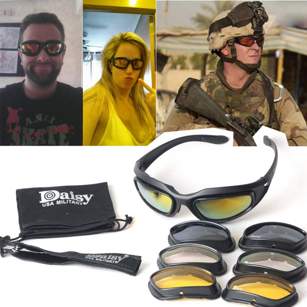 Military Goggles UV400 Tactical Army Sunglasses 4 Lens Men