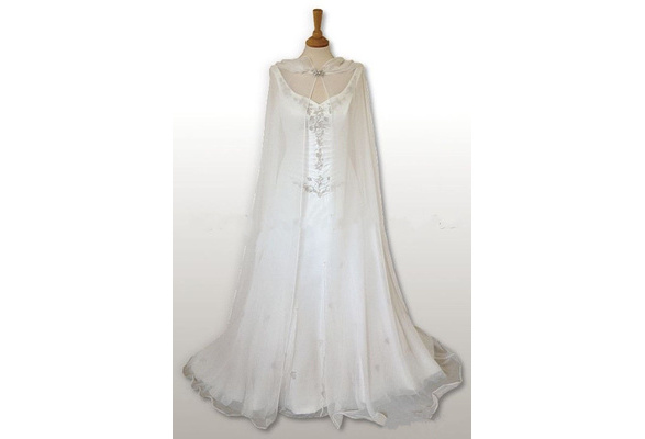 white wedding cape hood