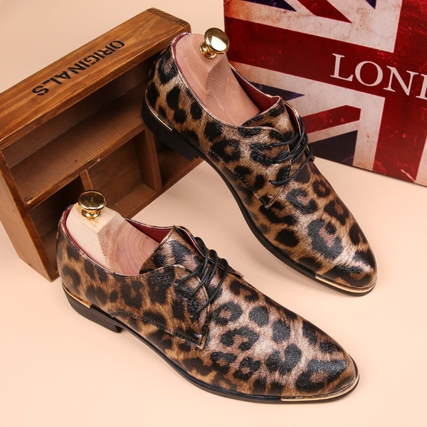 Mens leopard print hot sale dress shoes