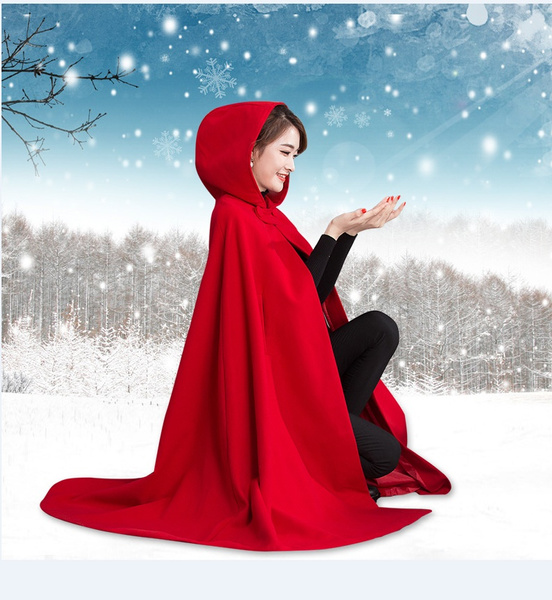 womens red cape coat