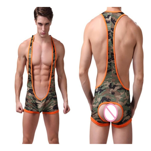 Men's Camouflage Wrestling Singlet Bodysuit Wish