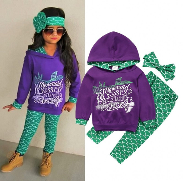 3Pcs Toddler Kids Girls Mermaid Tops 