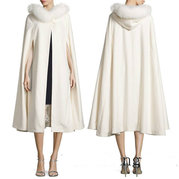 White fur outlet hooded cape