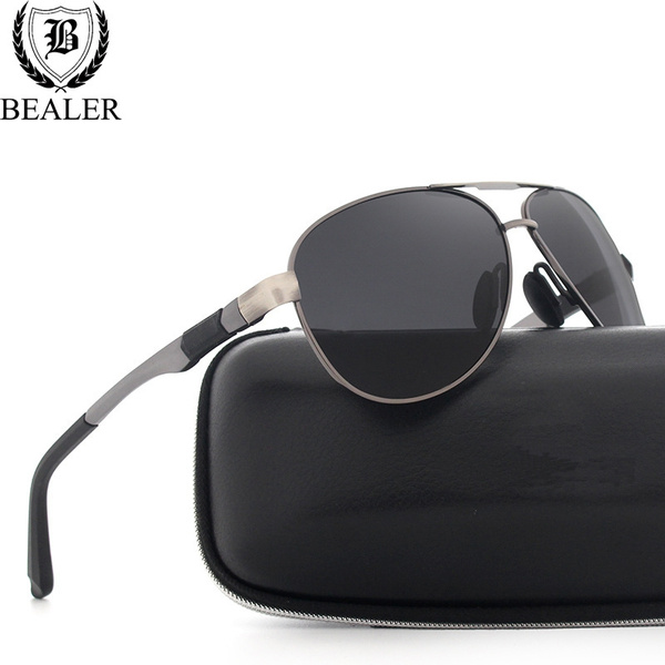 BEALER Men s Brand Polarized Sunglasses High Quality Metal Frame Classic Mirrored Aviator Sun Glasses with Case Wish