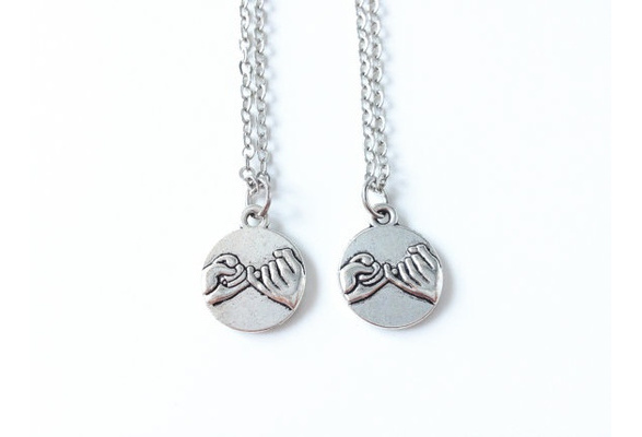 2pcs Pinky, Promise, necklace, silver 