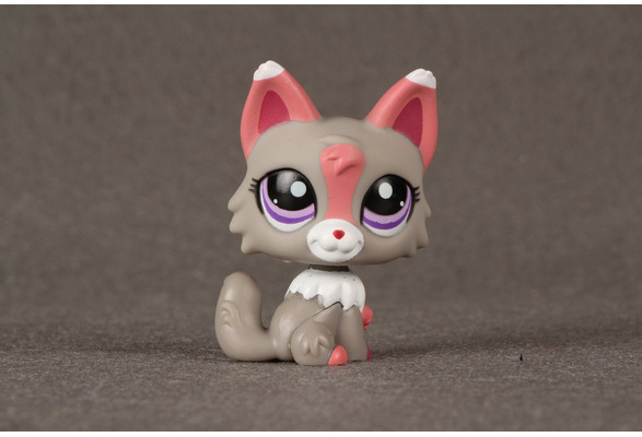 Littlest Pet Shop LPS #2100 Pink Purple Wolf Long Hair Cat Blue Eyes Girl Toys 