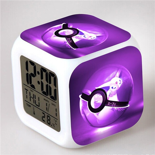 美しい時計ポケモンledライト目覚まし時計ポケモンピカチュウイーブイ目覚まし時計男の子女の子目覚まし時計かわいいポケモンおもちゃ子供目覚まし時計 Wish