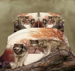 wolfbeddingset, Polyester, Home & Living, Bedding