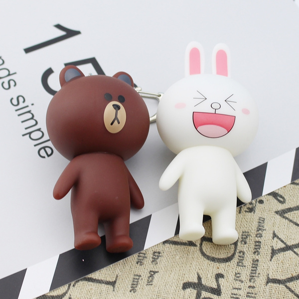 かわいい漫画ラインタウンフレンズヒグマ コニーラビットカップルキーホルダー女性ギフト Wish