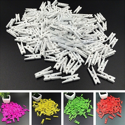 100Pcs Mini Multicolor Wooden Clips Cute Clothes Photo Paper Peg