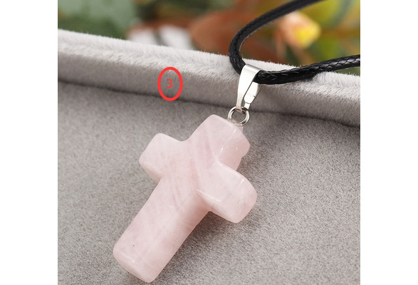 Natural Stone Crystal Rose Quartz Cross 