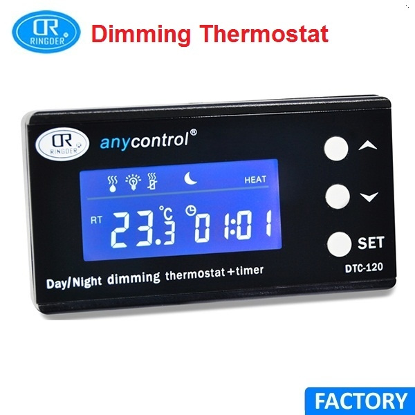 RINGDER DTC120 050°C Digital Aquarium Reptile Dimming Thermostat with