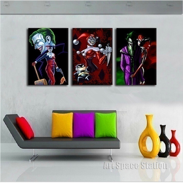 Not Framed 3pc Canvas Prints Home Deocr Wall Art Pictures art Harley Quinn 3pc 