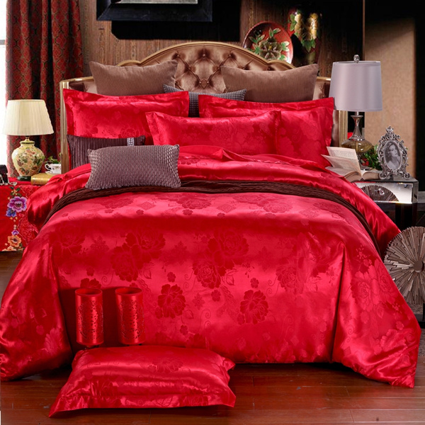 red jacquard duvet cover