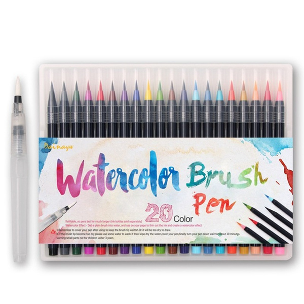 20Pcs Calligraphy Pen Soft Brush Marker Watercolor Marker Pen Set Cartoon  Graffiti Manga Sketch Drawing Fineliner Art Supplies