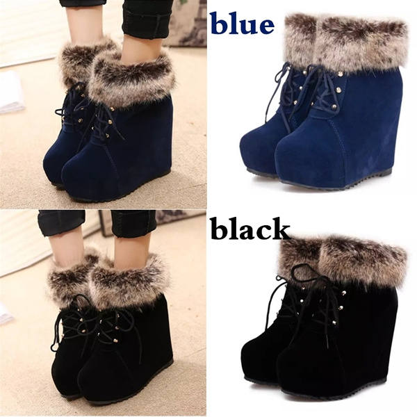 Wedge ankle 2025 boots with fur