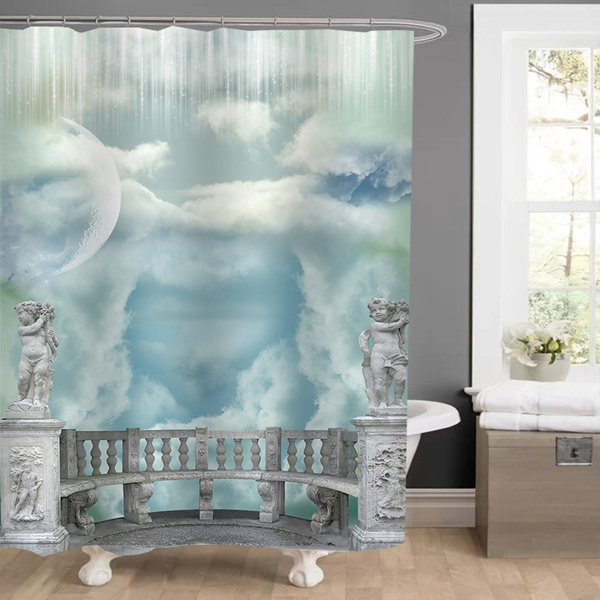 Angel Statue Princess Castle, Victorian Style Bathroom Shower Curtains