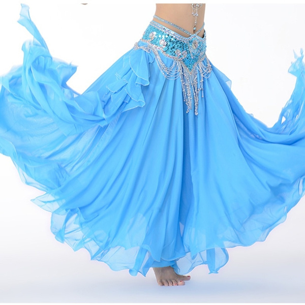 Hot Sale 11 Colors Chiffon Belly Dance Clothing 3 Layers Full Circle