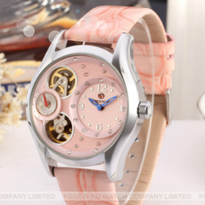 pink, watchbraceletskeletonmechanicalwatch, montreautomatique, Steampunk