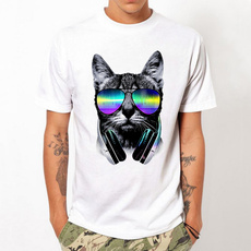 2016 fashion short music DJ cat printed Funny t-shirt men tops