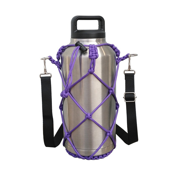 64 oz Sport Water Bottle Carrier with Shoulder Strap for Hydro Flask, Yeti  Tumber Rambler and more- Purple