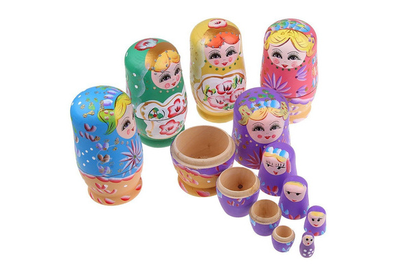 1set Legno Matrioska Russa Matriosca Matriosche Babooshka Bambole Dipinto A Mano Wish