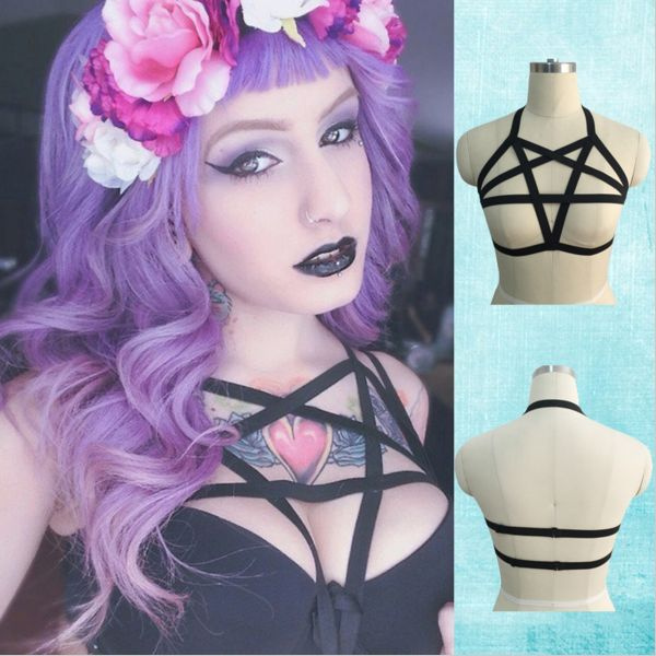 Goth// Pastel Goth// Pentagram Spiked bra by XscarsoverhollywoodX