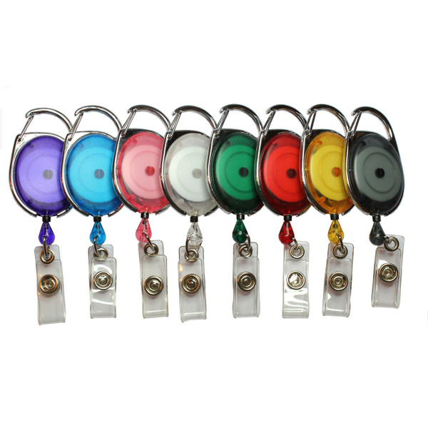 Badge Reel Carabiner Style Retractable Recoil Yoyo Ski Pass ID Card Badge  Holder Key Chain 8 colors