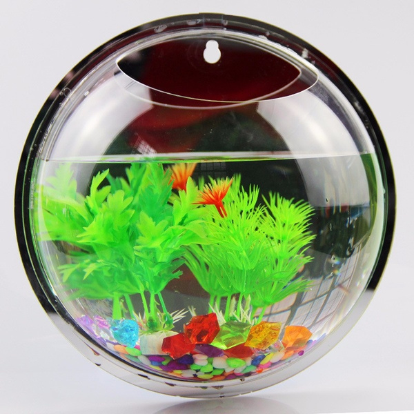 Creative Acrylic Hanging Wall Mount Fish Tank Bowl Vase Aquarium Pot Bowl 