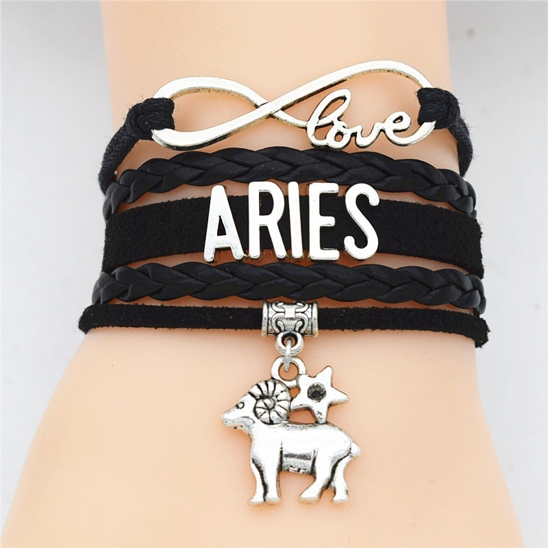 Handmade Vintage Infinity Love 12 Constellation Aries/Taurus/Gemini/Cancer/Leo/Virgo/Libra/Scorpio/Pisces Zodiac Sign Leather Bracelets | Wish