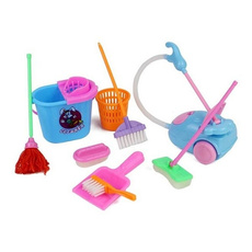 Dolls Pretend Play Toy Cleaning Kit for Barbie Dolls(1 Set=9 pcs) COLOR RANDOM whllt