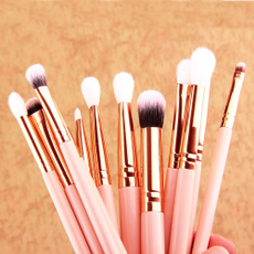 High Quality 12 Pieces Rose Golden Complete Eye Set Eyeshadow Eyeliner Blending Pencil Makeup Brushes