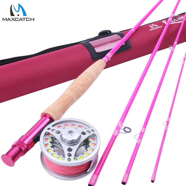 5WT Fly Fishing Combo 9FT Medium-fast Pink Fly Fishing Rod & Fly Reel &  Line