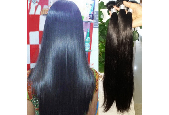 8A Brazilian Silky Straight 100% Human Virgin Hair Weaves 1bundle/lot  100g/bundle Natural Black No Shedding No Tangle Can Be Dyed | Wish