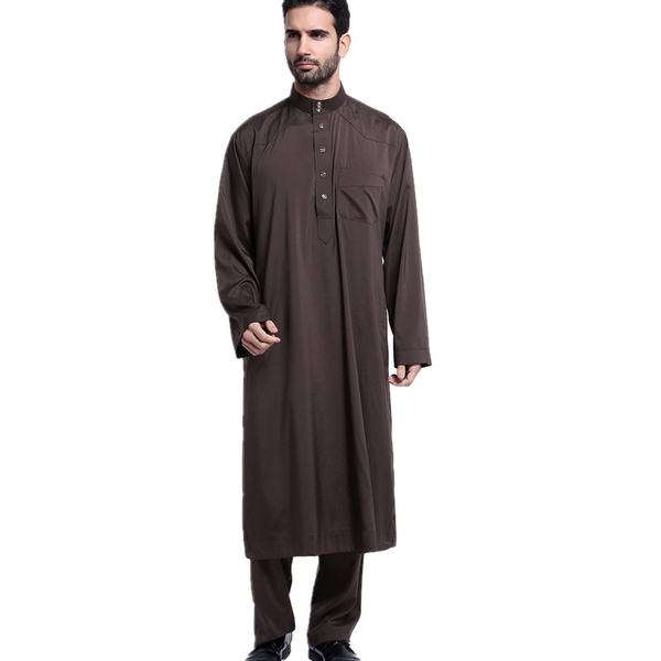 2-piece Set Muslim Men Prayer Clothes Pakistani Jubbah Thobe Turkish ...