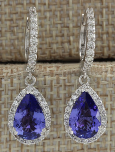 3.97CTW Natural Tanzanite and Diamond 925 Sterling Silver Dangle Earrings
