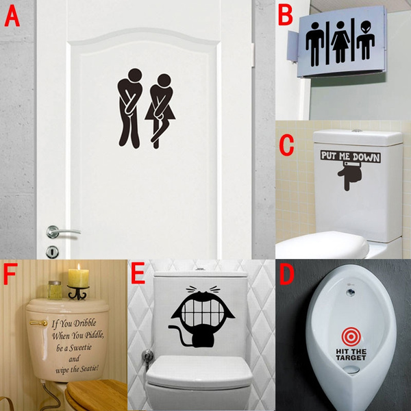 funny toilet entrance signs door stickers vinyl wall decorations waterproof  decals diy mural art WC posters | Wish